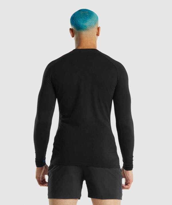 Panske Mikiny Gymshark Apollo Long Sleeve Čierne | QO9213506